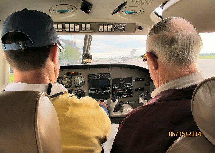 In the Cessna cockpit.
